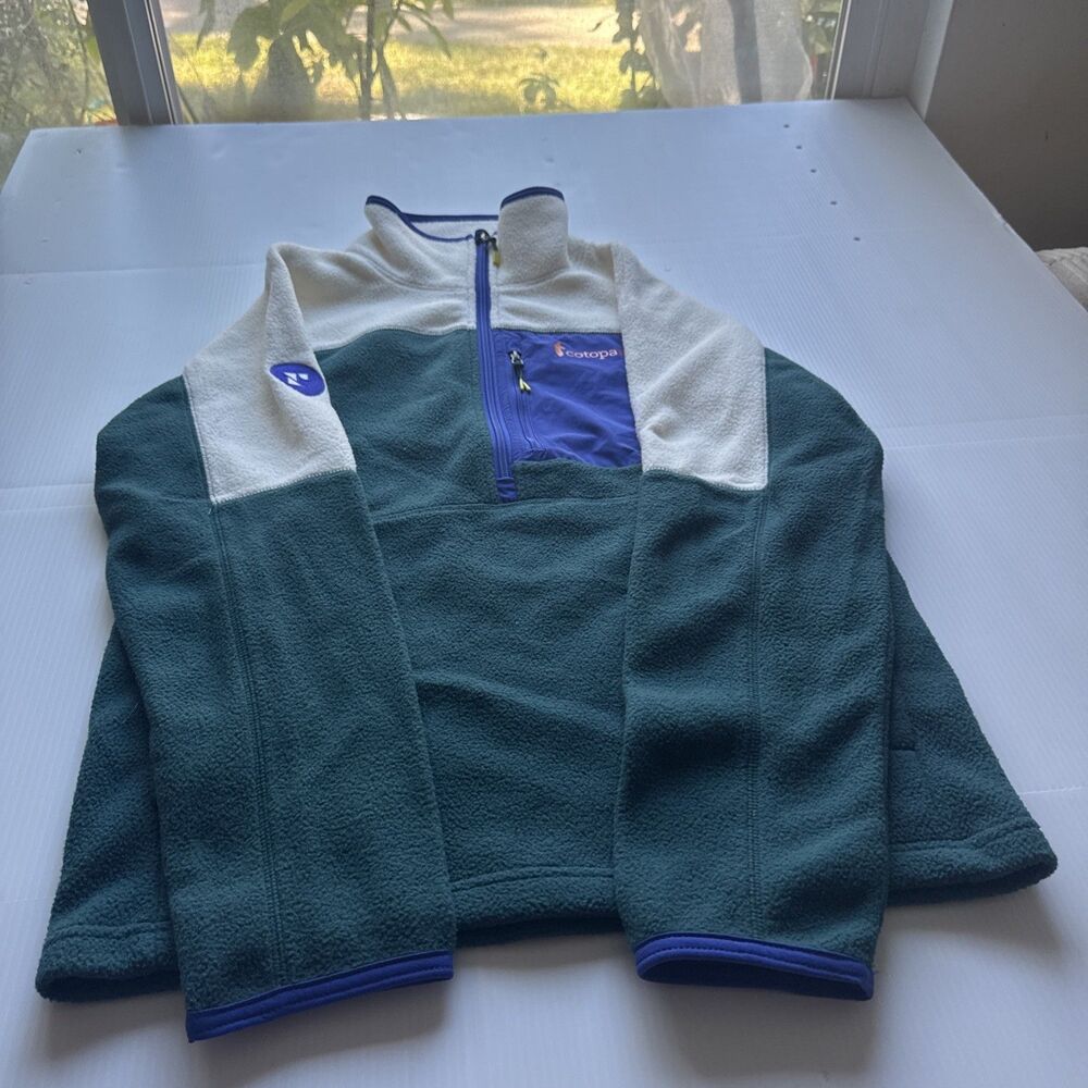 Cotopaxi Teca Fleece Pullover Jacket 1/2 Zip Colorblock Men’s Small Blue Green